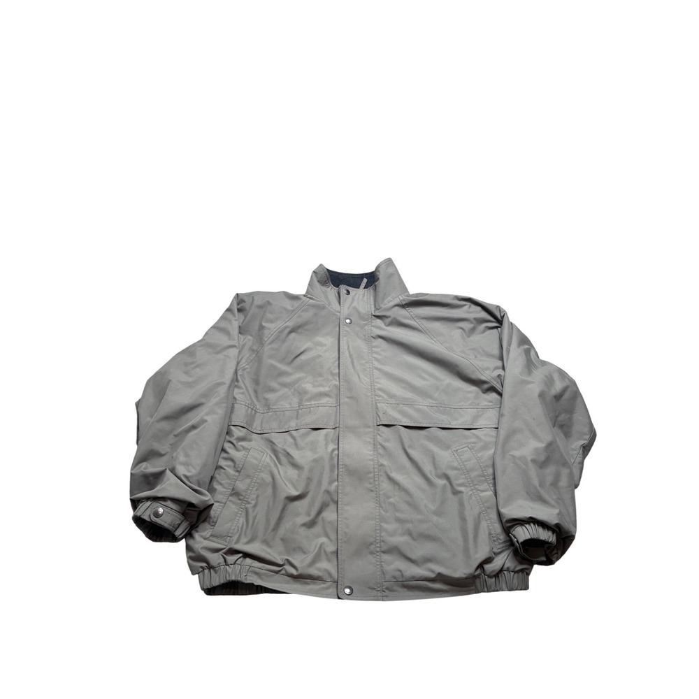 VTG Claiborne Outerwear Microfiber Lined Bomber Jacket Khaki Full Zip Mens XXL
